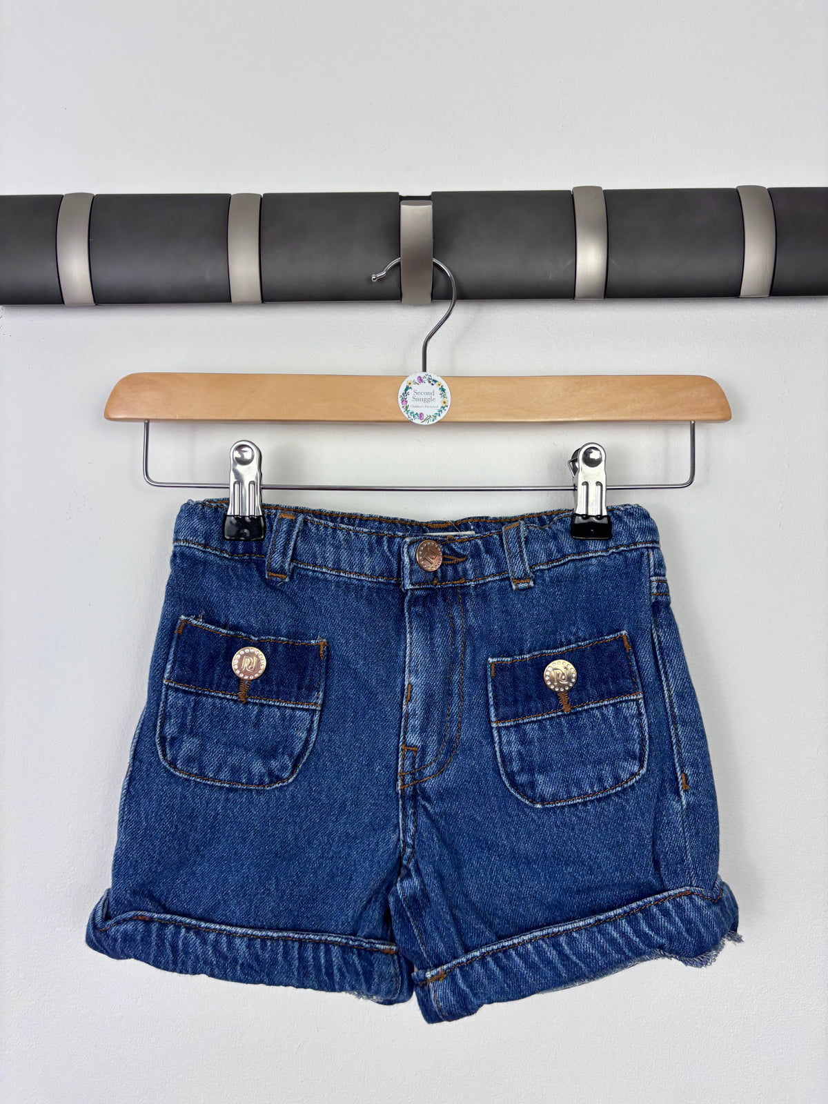River Island Blue Denim Shorts Turn Up Hem 2-3 Years-Shorts-Second Snuggle Preloved