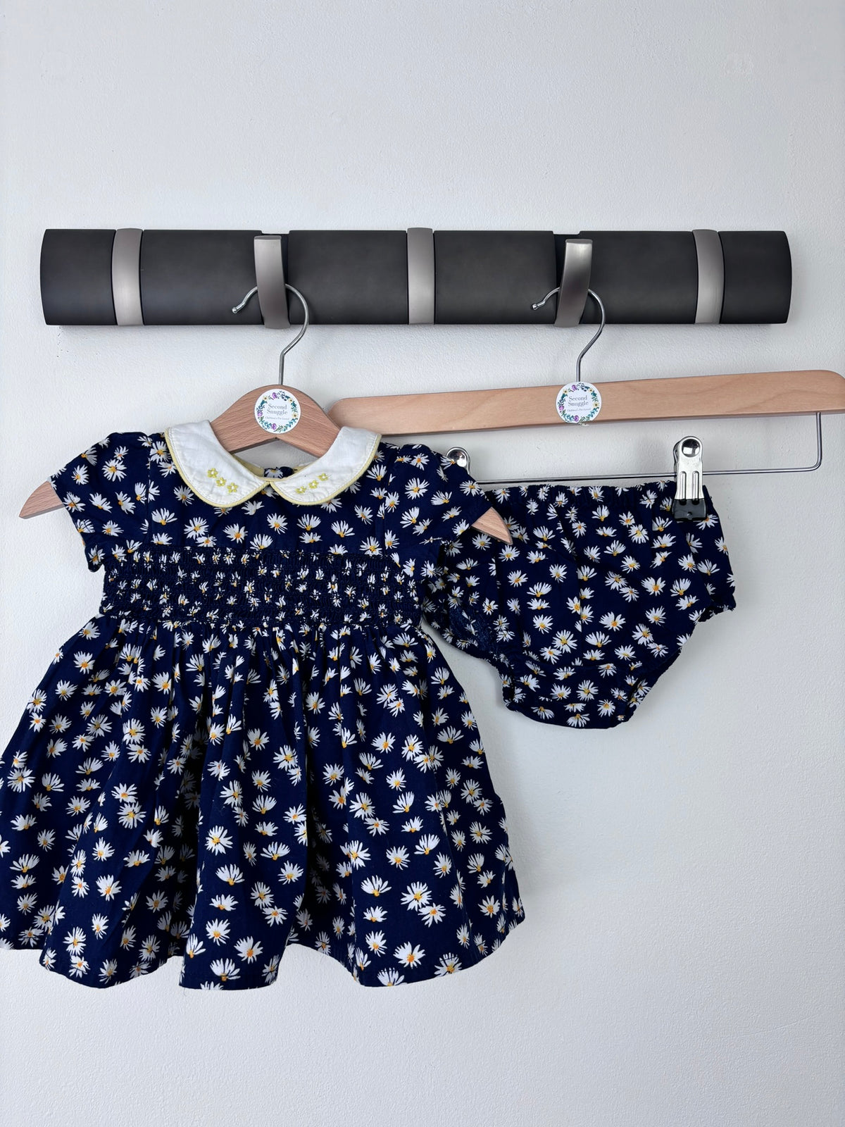 Next Navy Daisy Dress & Bloomers Set Up To 1 Month-Dresses-Second Snuggle Preloved